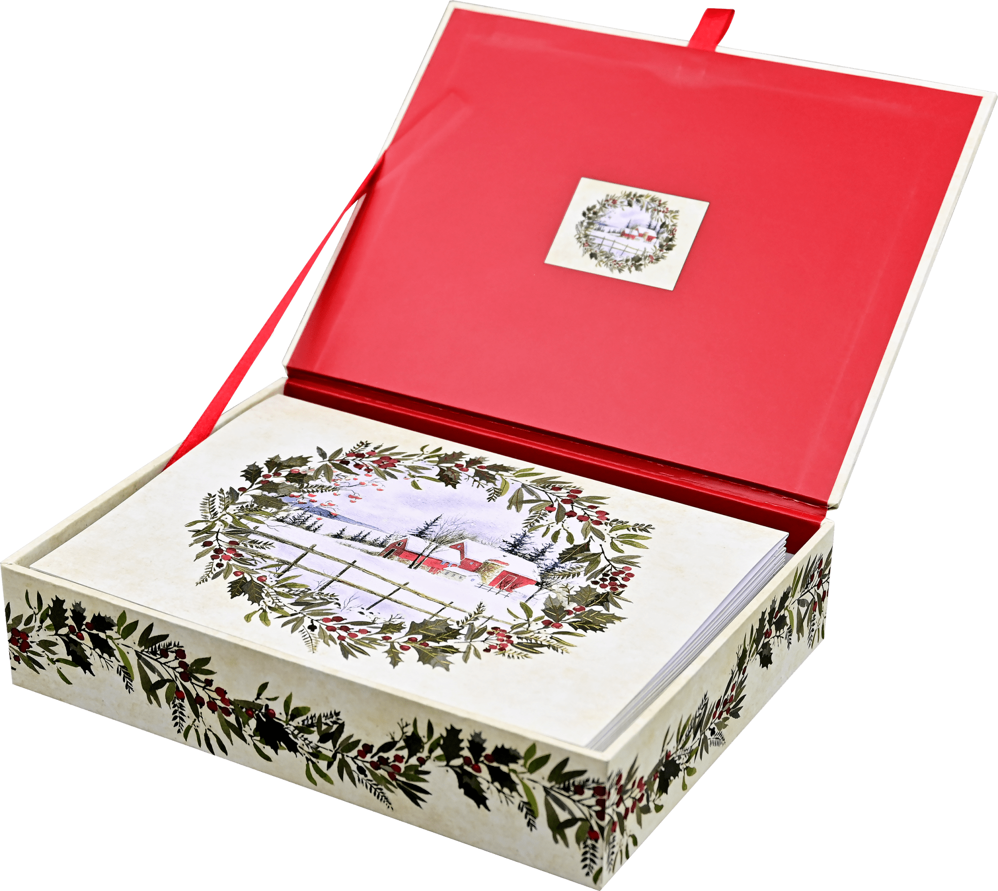 Winter Holly Deluxe Boxed Holiday Cards - Foxy’s