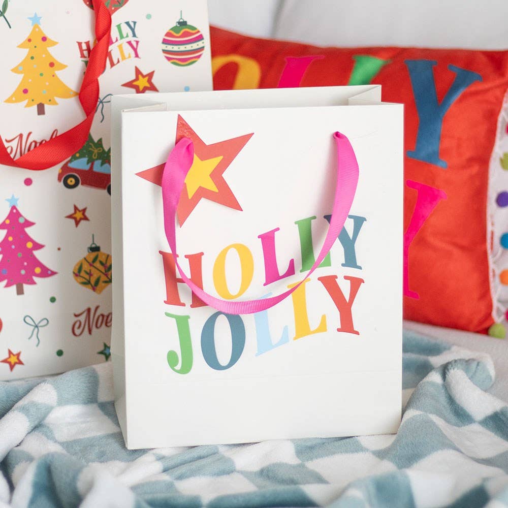 23cm Medium  Holly Jolly Colorful Christmas Gift Bag