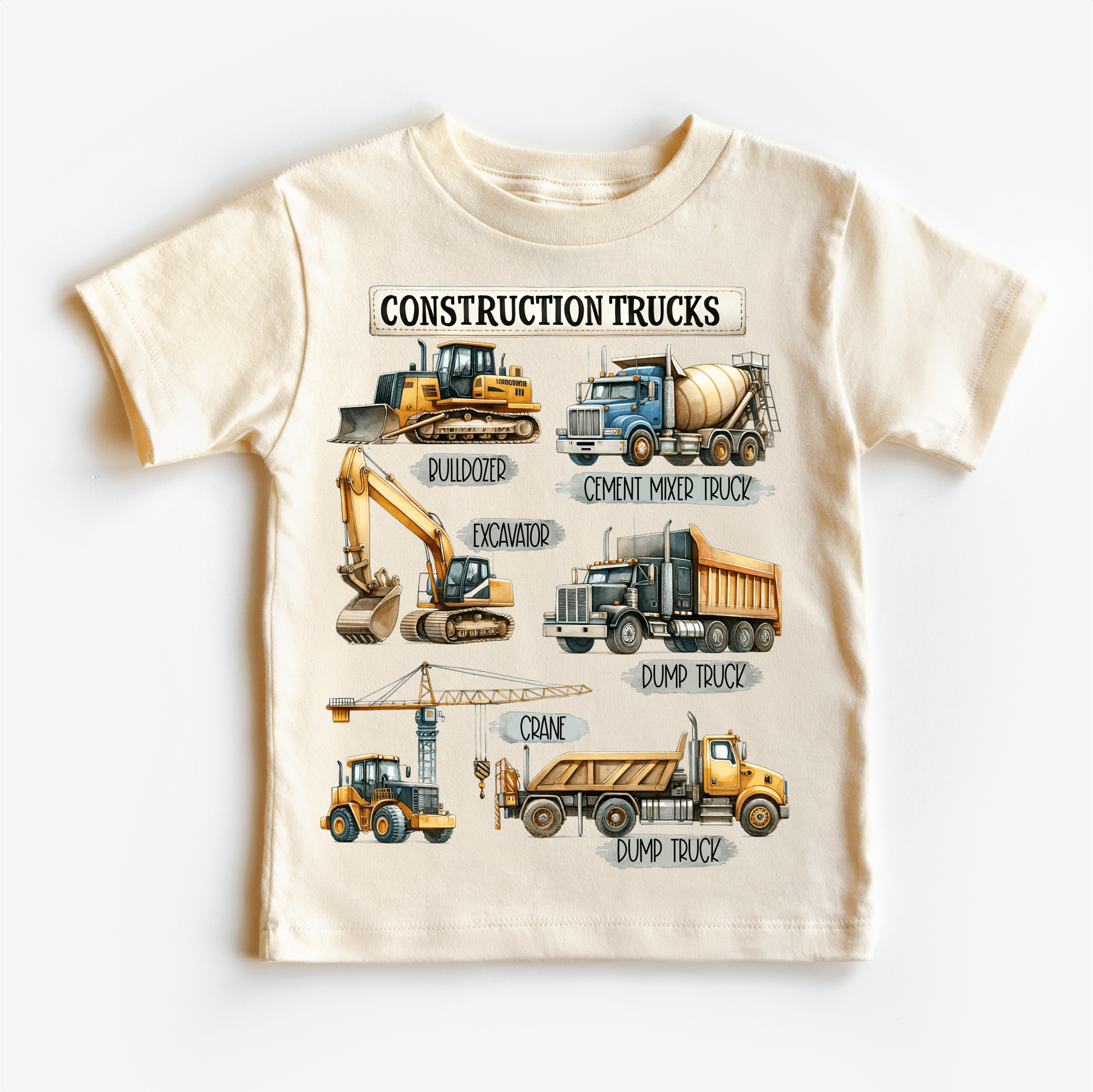 Construction Trucks Shirt - Kids Excavator, Bulldozer, Tee