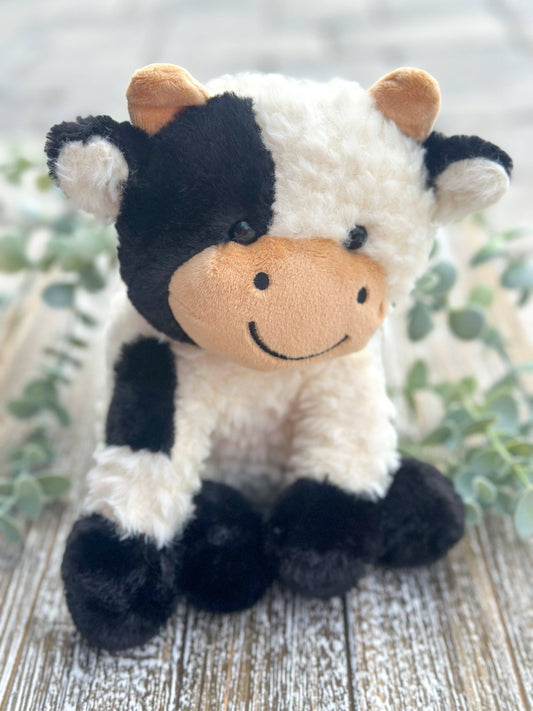 black and white cow stuffed animal