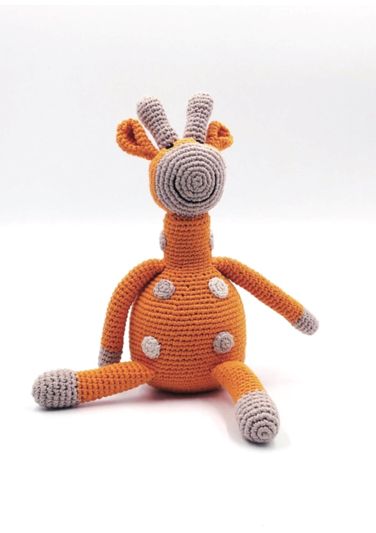 Safari Giraffe Rattle - Crochet Stuffed Animal - Organic Cotton Baby Toy - Foxy’s