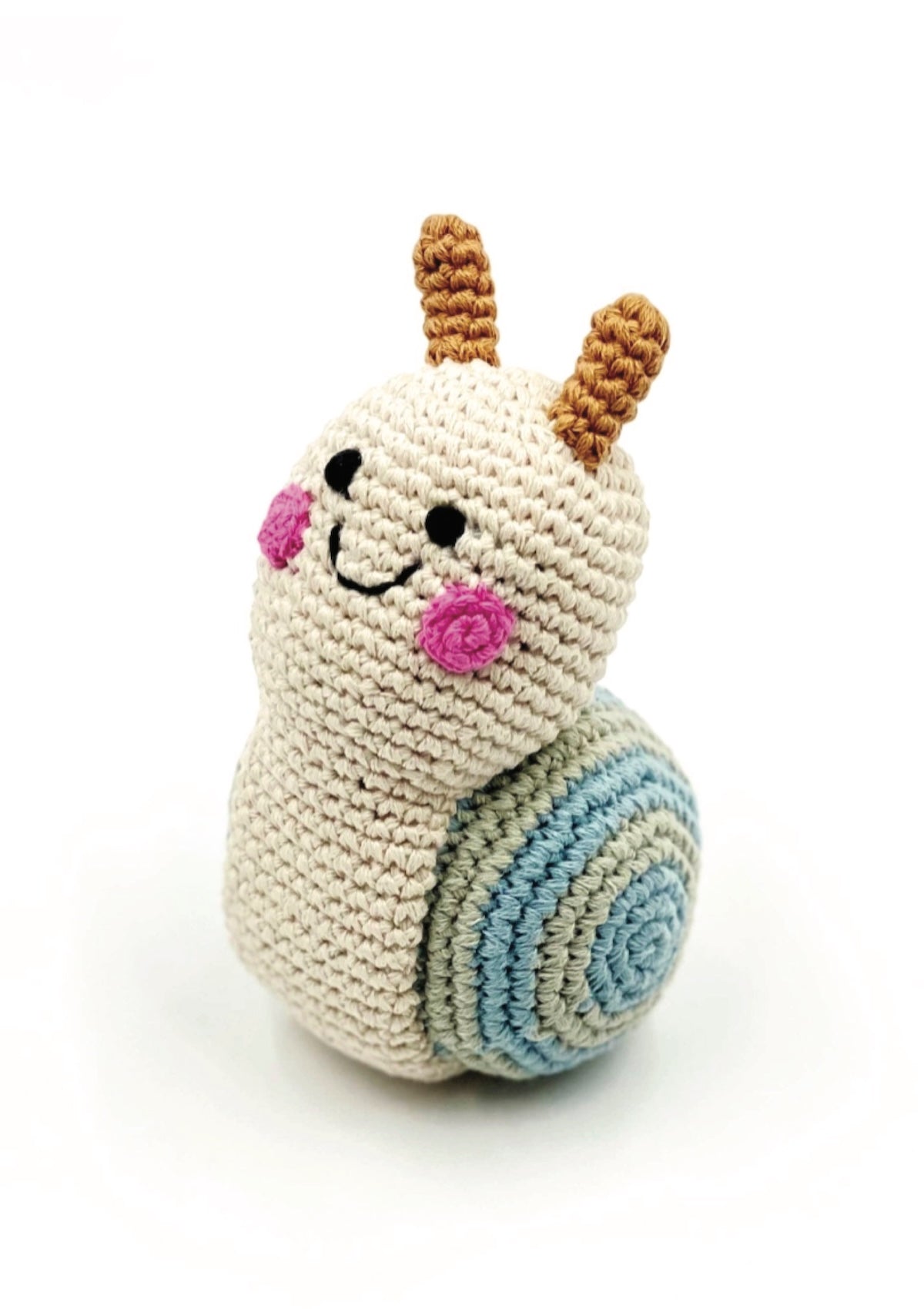 Organic Cotton Snail Rattle - Handmade Plush Toy for Babies | Foxy's - Foxy’s