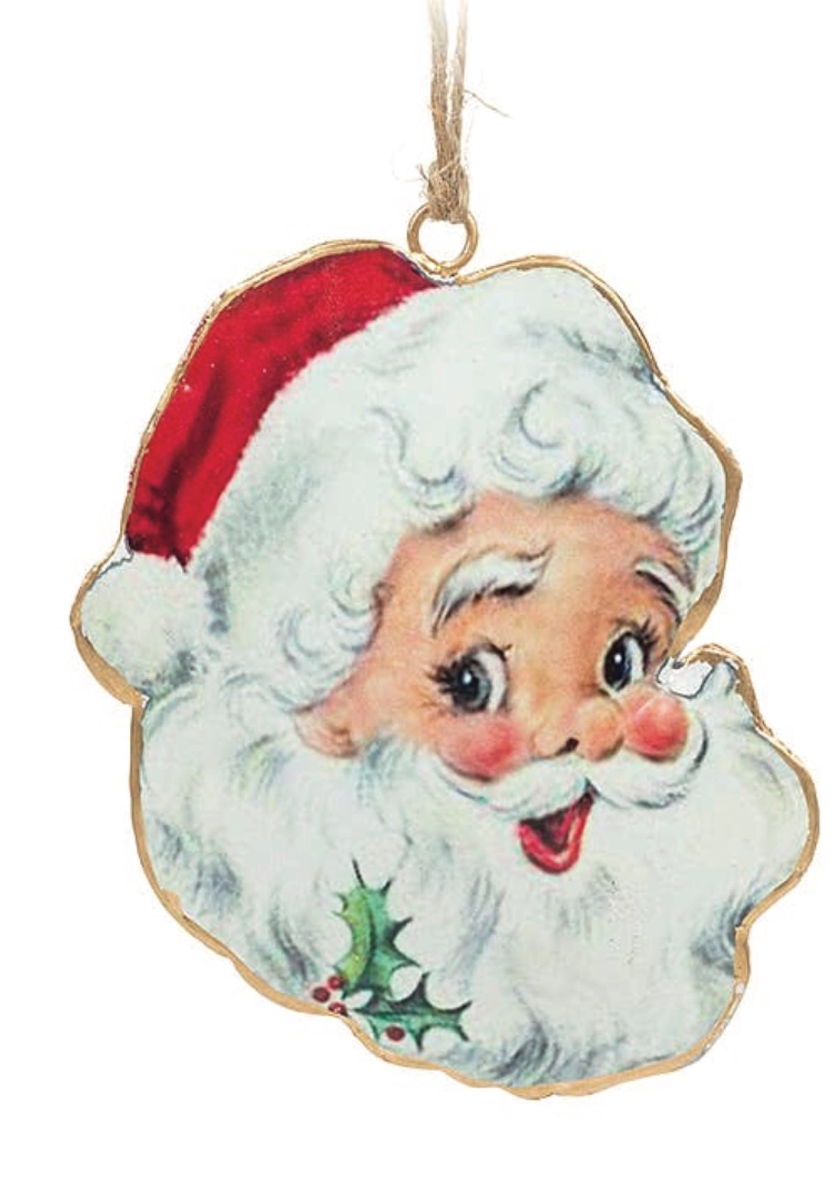 Retro Santa Head Ornament - 5"H - Foxy’s