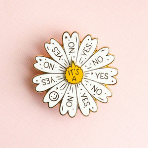 daisy yes no brooch pin
