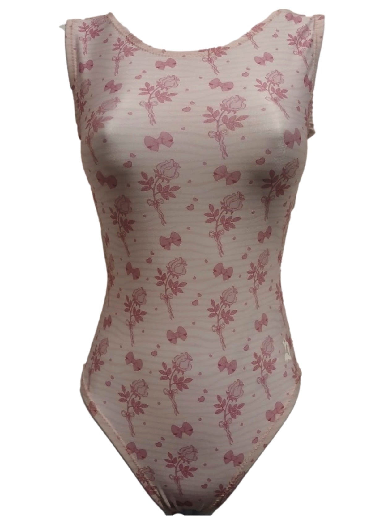 Dusty Rose Floral & Bows Leotard - Soft Pink Vintage - Inspired Gymnastics Foxy's Leo - Foxy’s