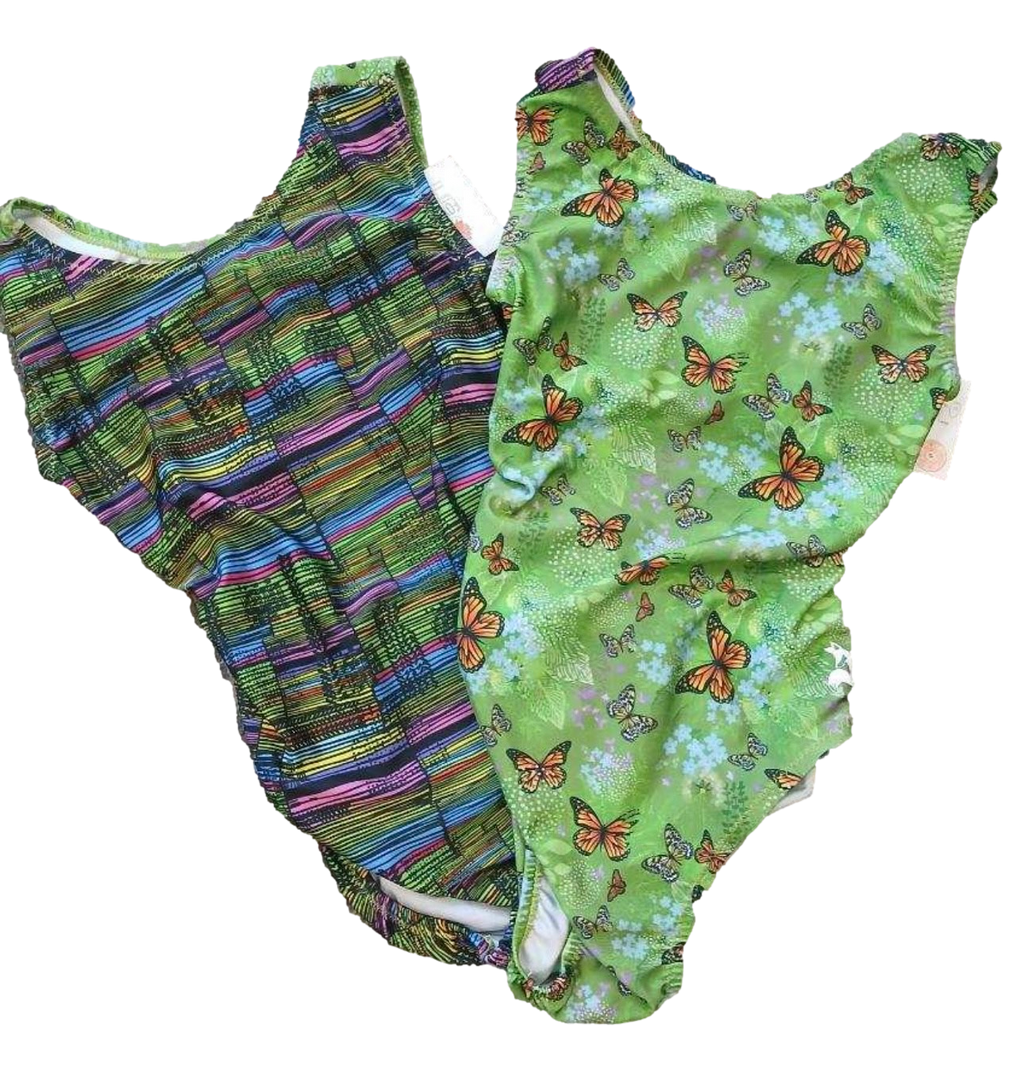 textured and butterfly printed leotard