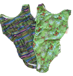 textured and butterfly printed leotard