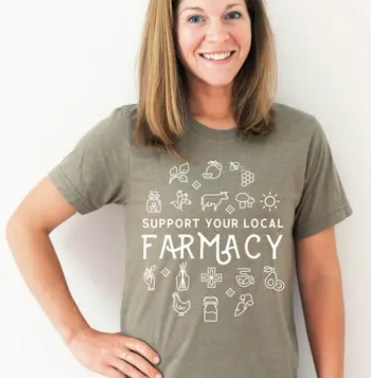 olive green farmacy t-shirt for women