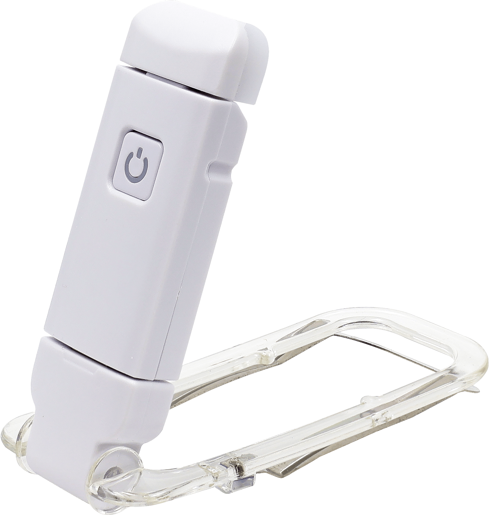 White electronic device with a clear plastic component on a green background