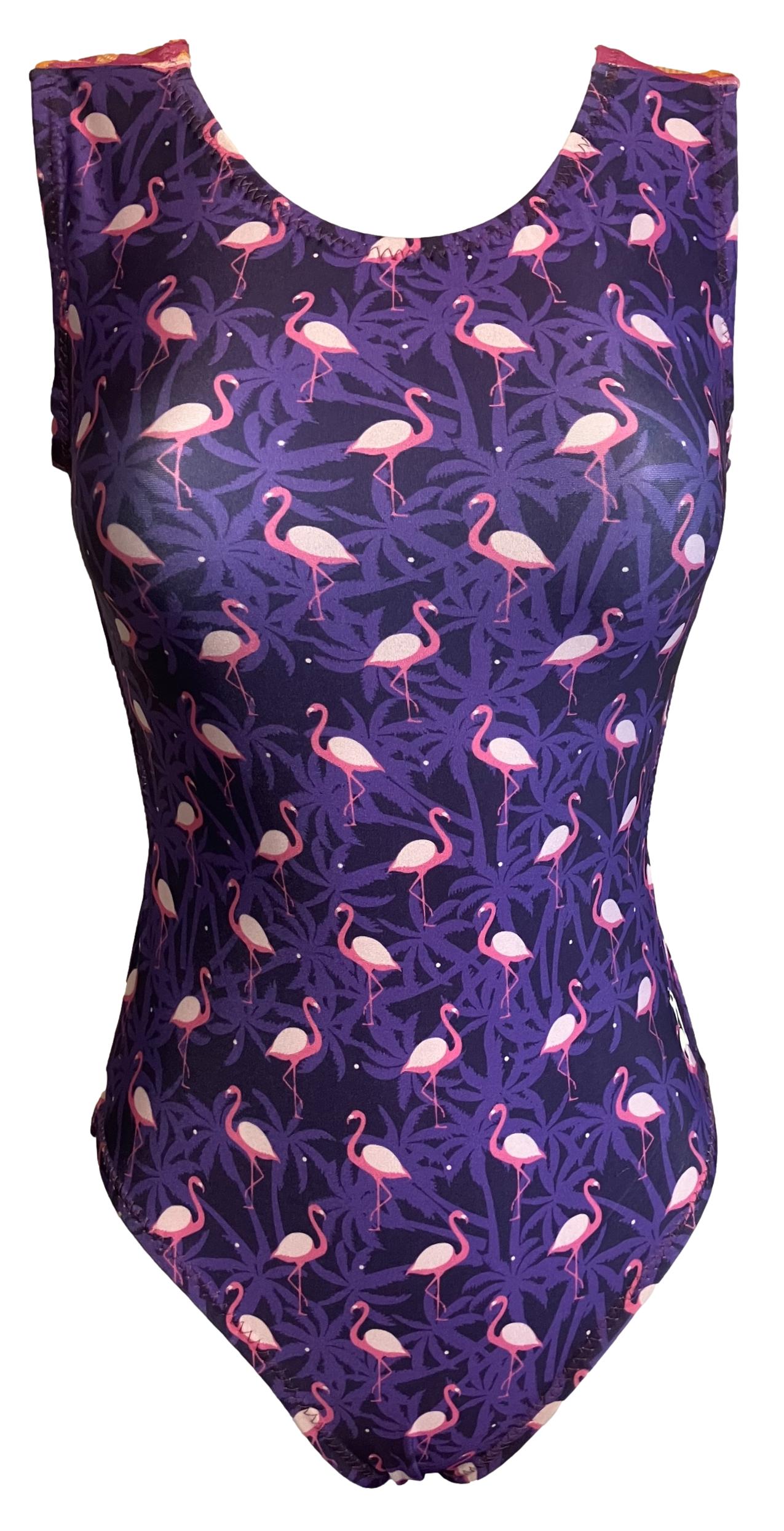 purple and pin flamingo leotard for girls