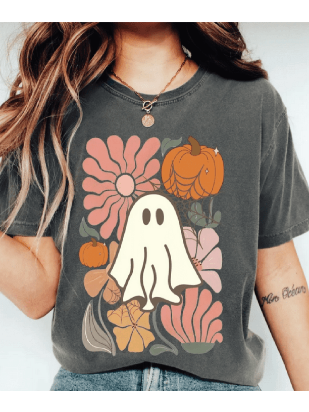 Floral Ghost Halloween Shirt - Foxy’s