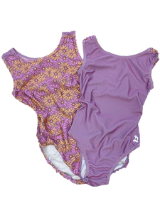 pink and orange flower  and zig zag leotard