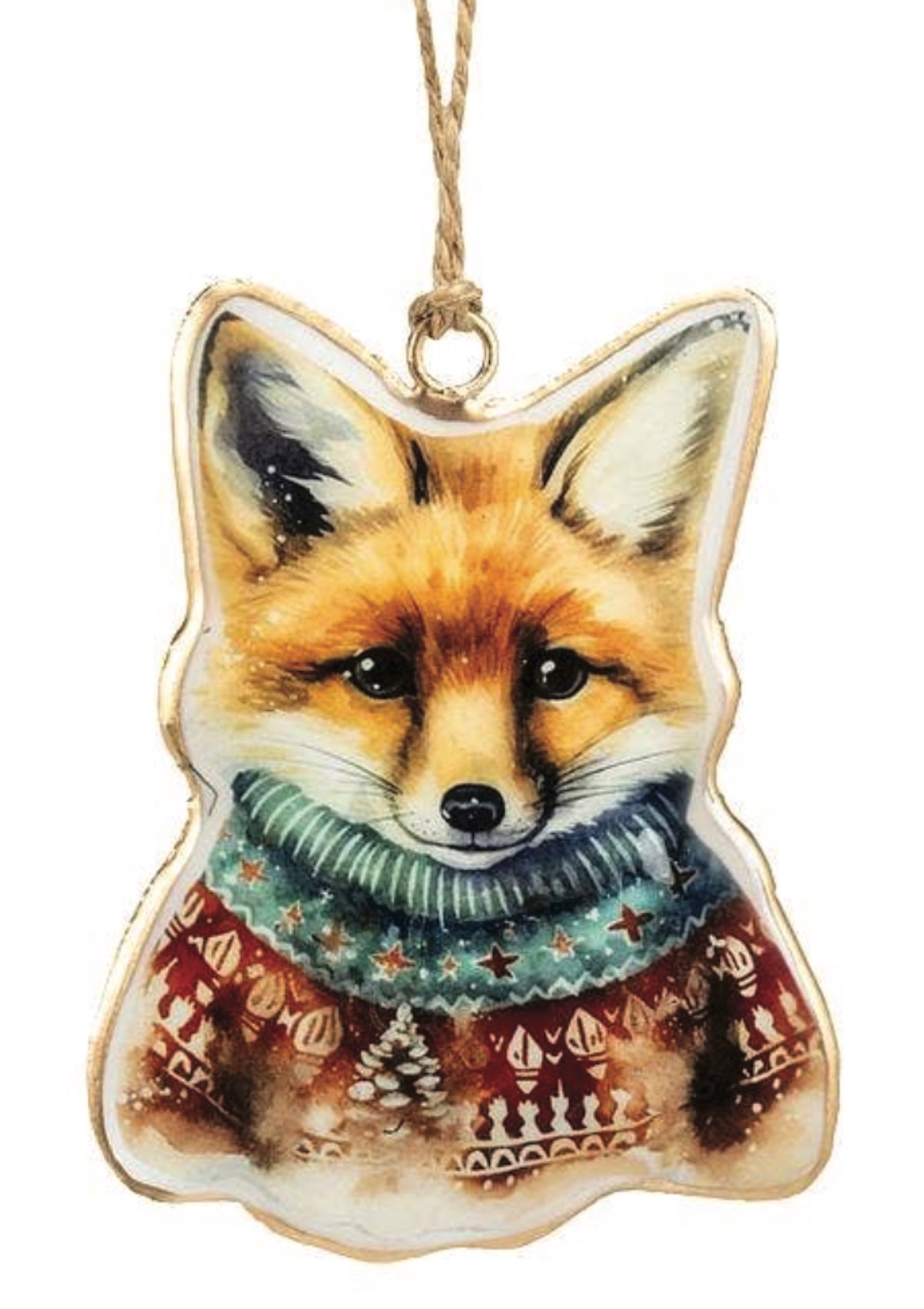 Red Fox in Sweater Christmas Ornament - 4"H - Foxy’s