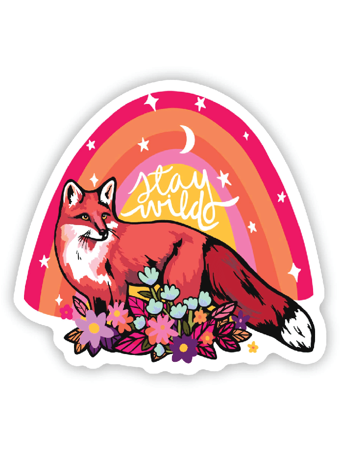 Foxy's "Stay Wild" Fox Rainbow Vinyl Sticker - Laptop, Water Bottle & More! - Foxy’s