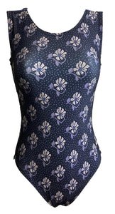 purple violet floral leotard