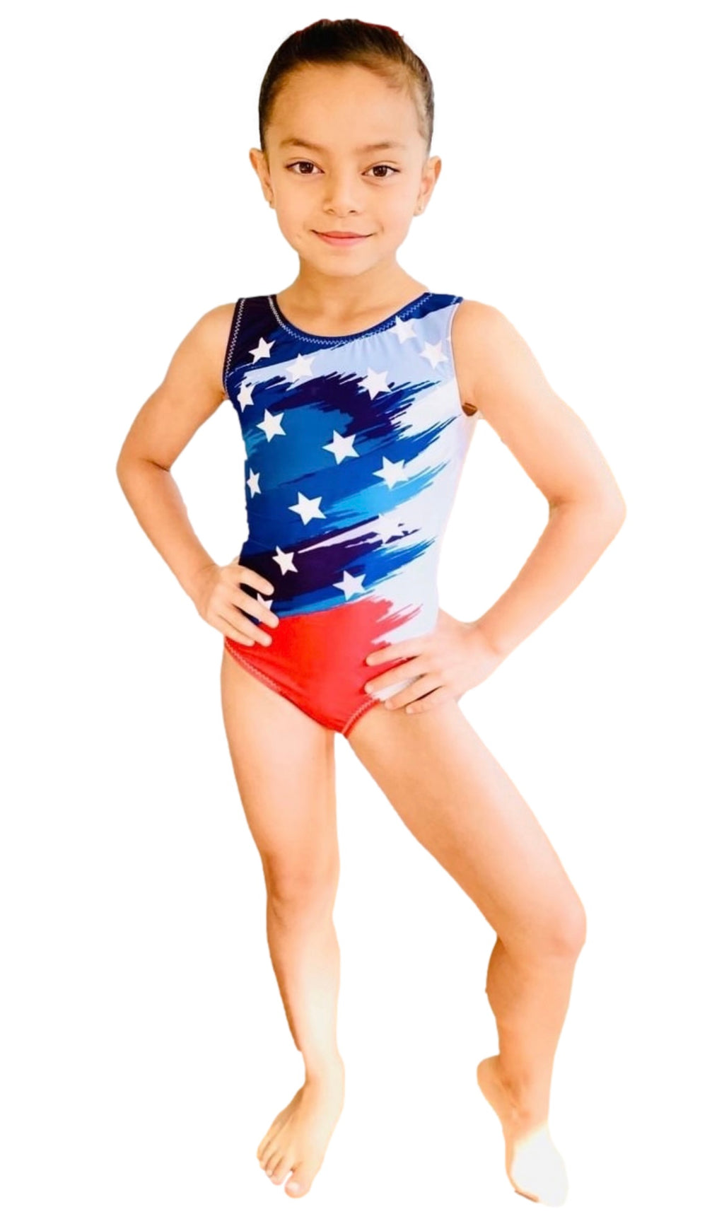 red white and blue leotard for girls