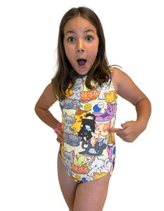 Ultra soft cat leotard for girls 