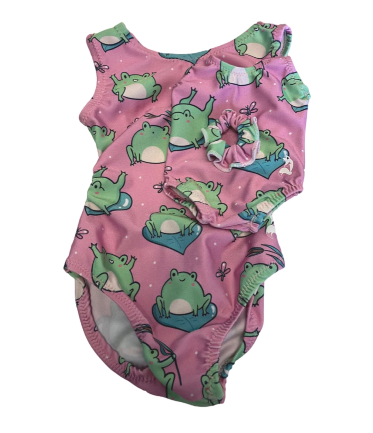 Toddler leotard and matching doll set with frogs