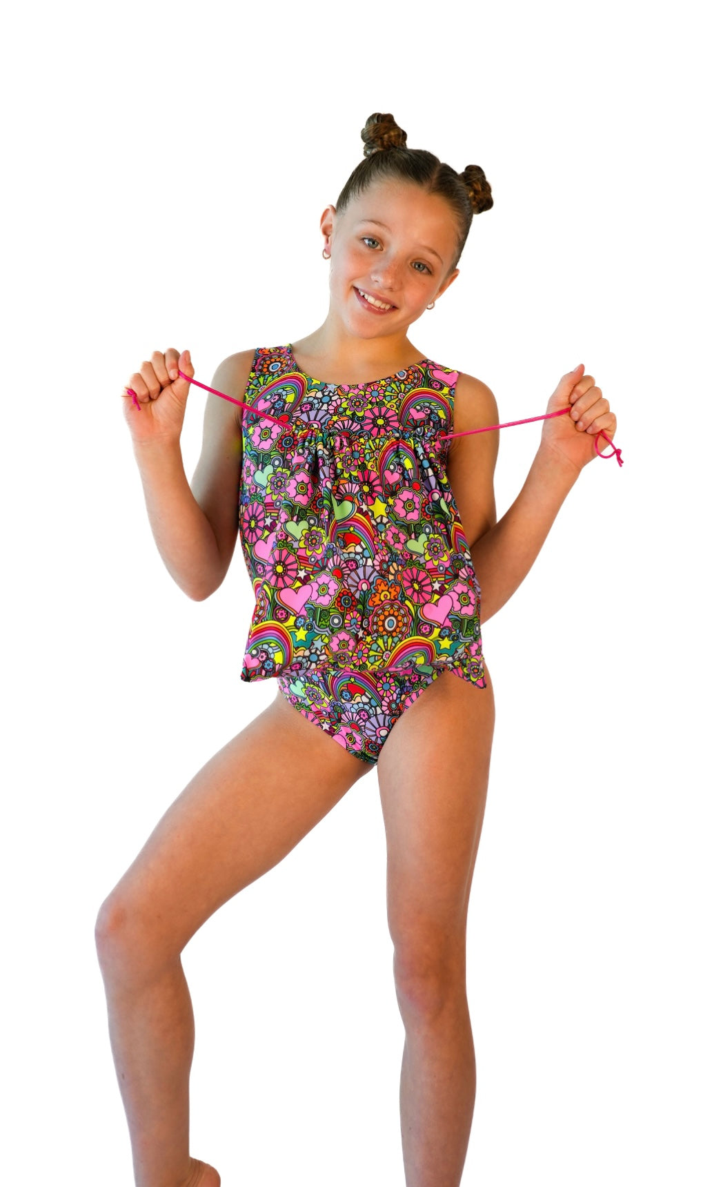 Groovy leotard and matching drawstring bag