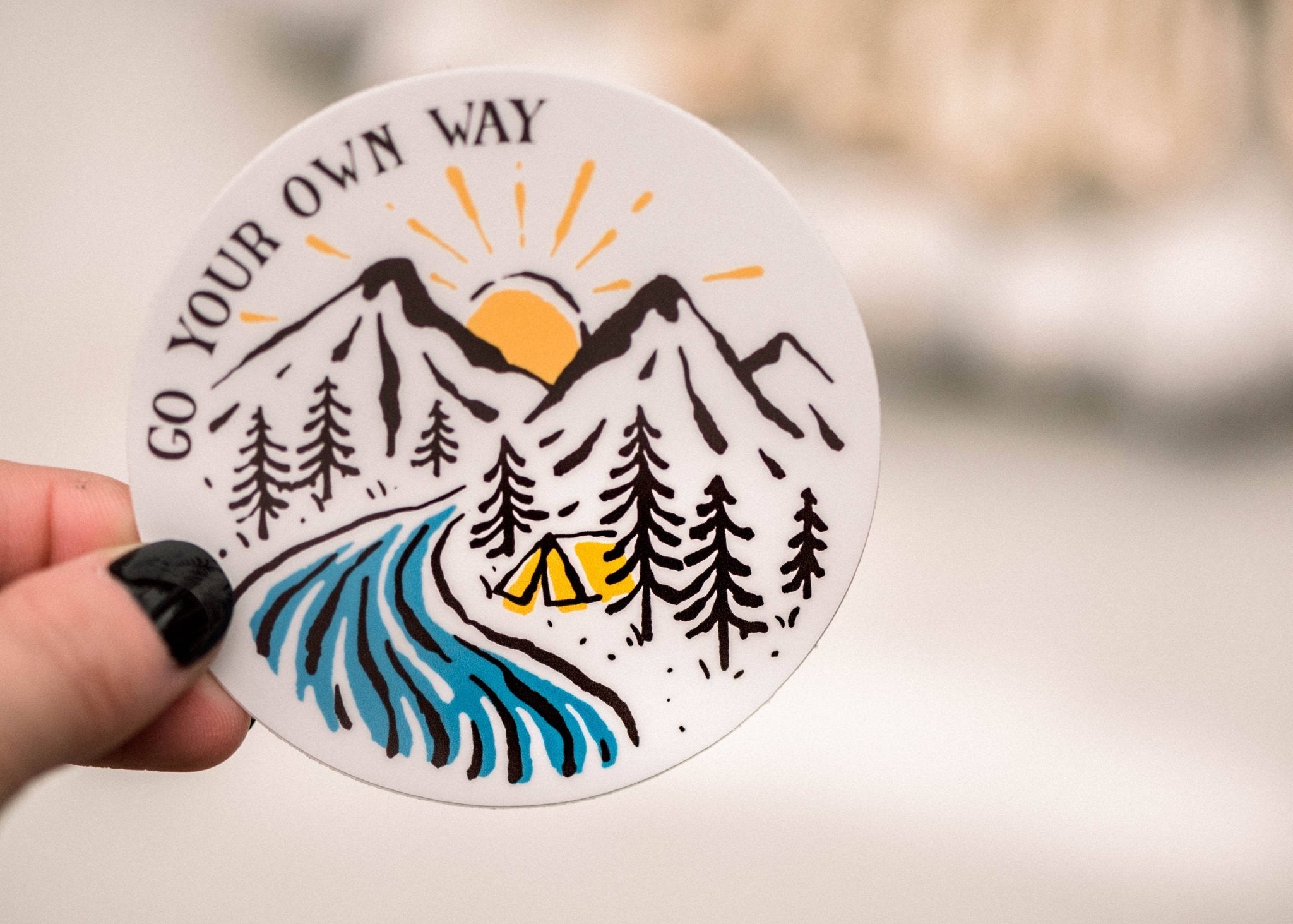Adventure Awaits! 'Go Your Own Way' 3x3in Circle Vinyl Sticker – Durable & Empowering Decal for Your Journey - Foxy’s