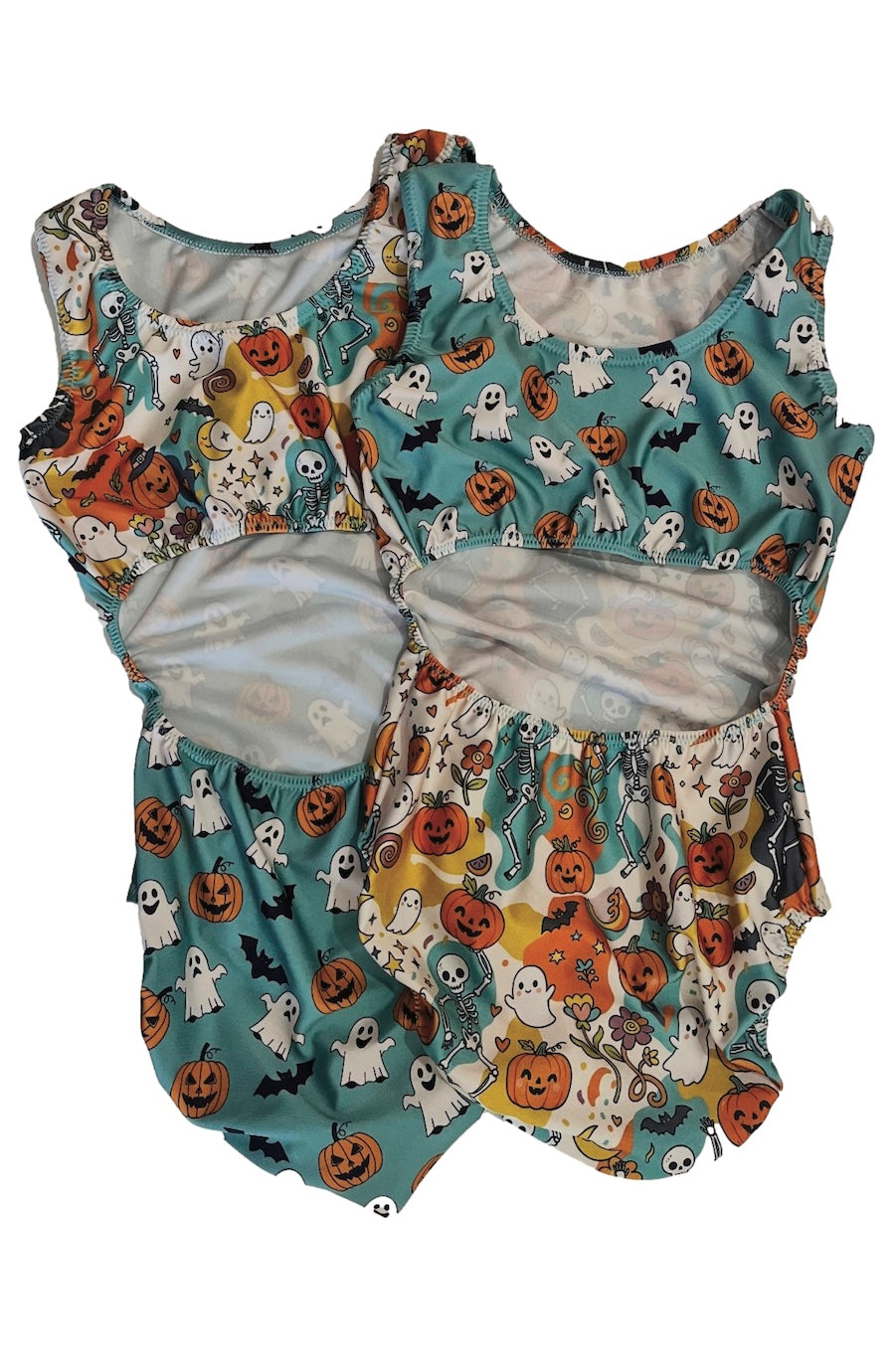Halloween-themed gymnastics Vice Versa leotards for girls by Foxy's Leotards