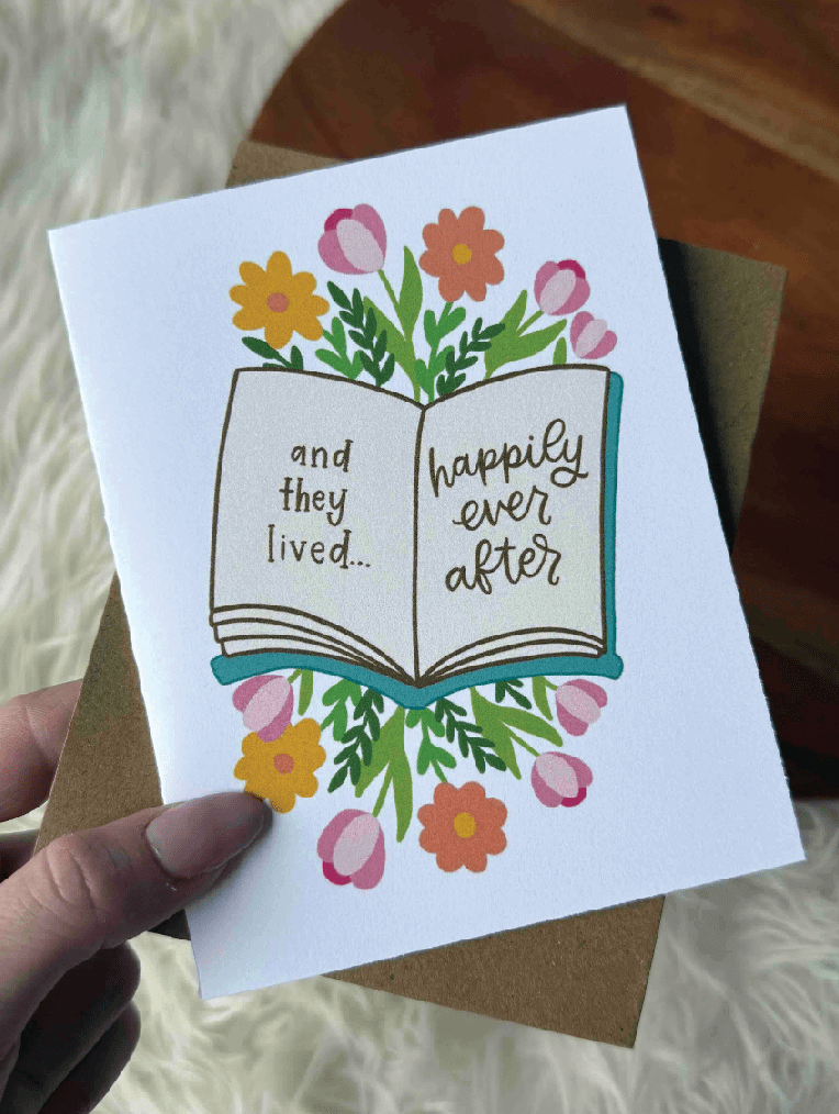 "And they lived happily ever after" Storybook Wedding Card - Foxy’s