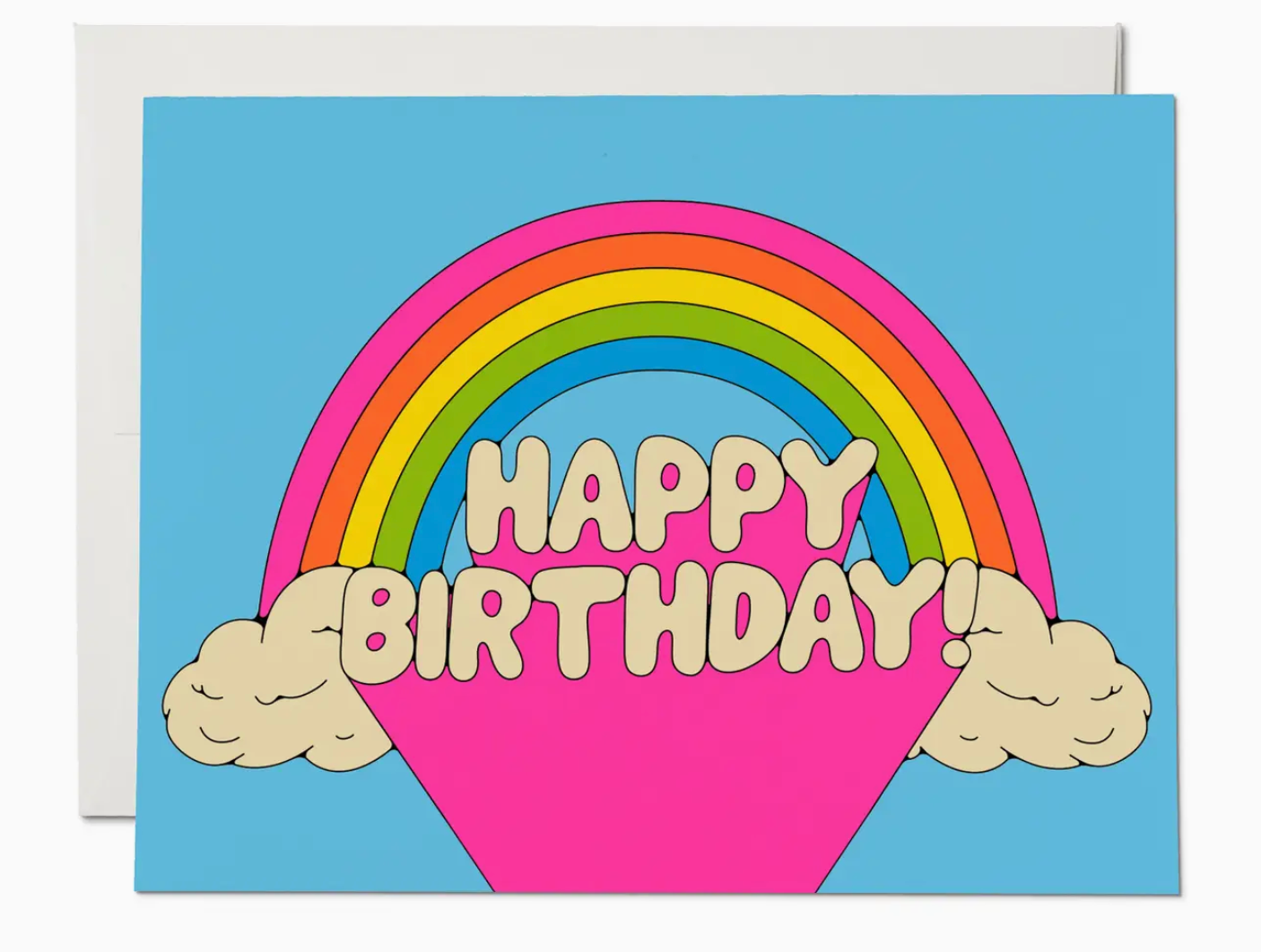 happy birthday card with a big rainbow