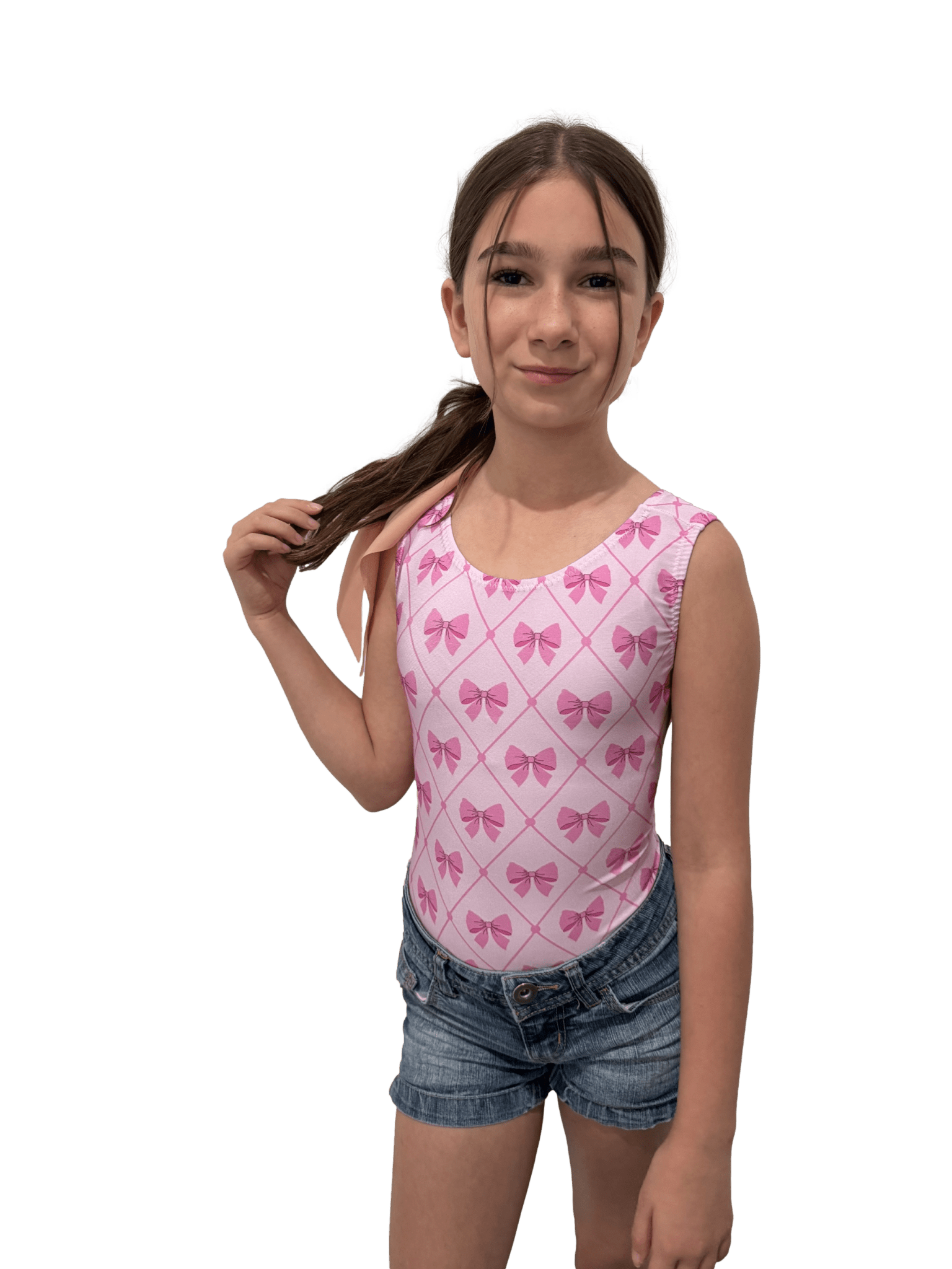 Happy Bows Gymnastics Leotard - Pink Bows, USA Made, Comfy! - Foxy’s
