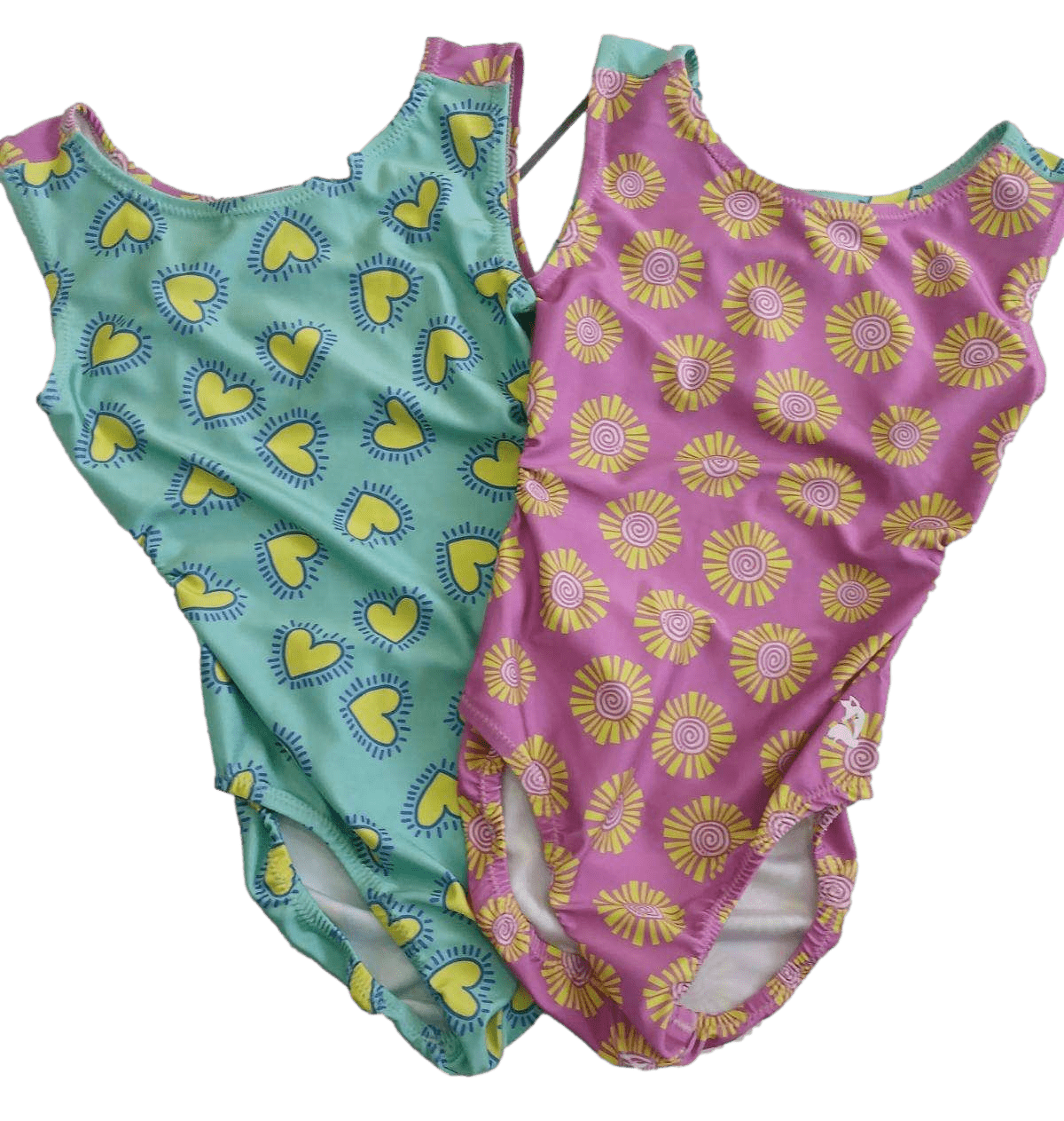 mix and match pink flower and green heart leotard