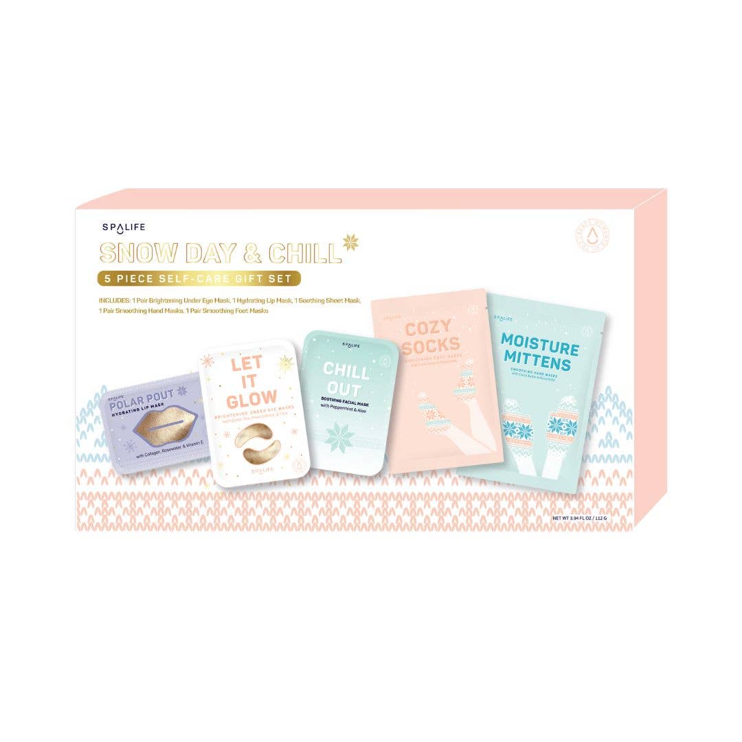 Snow Day & Chill gift set with self-care items on a white background