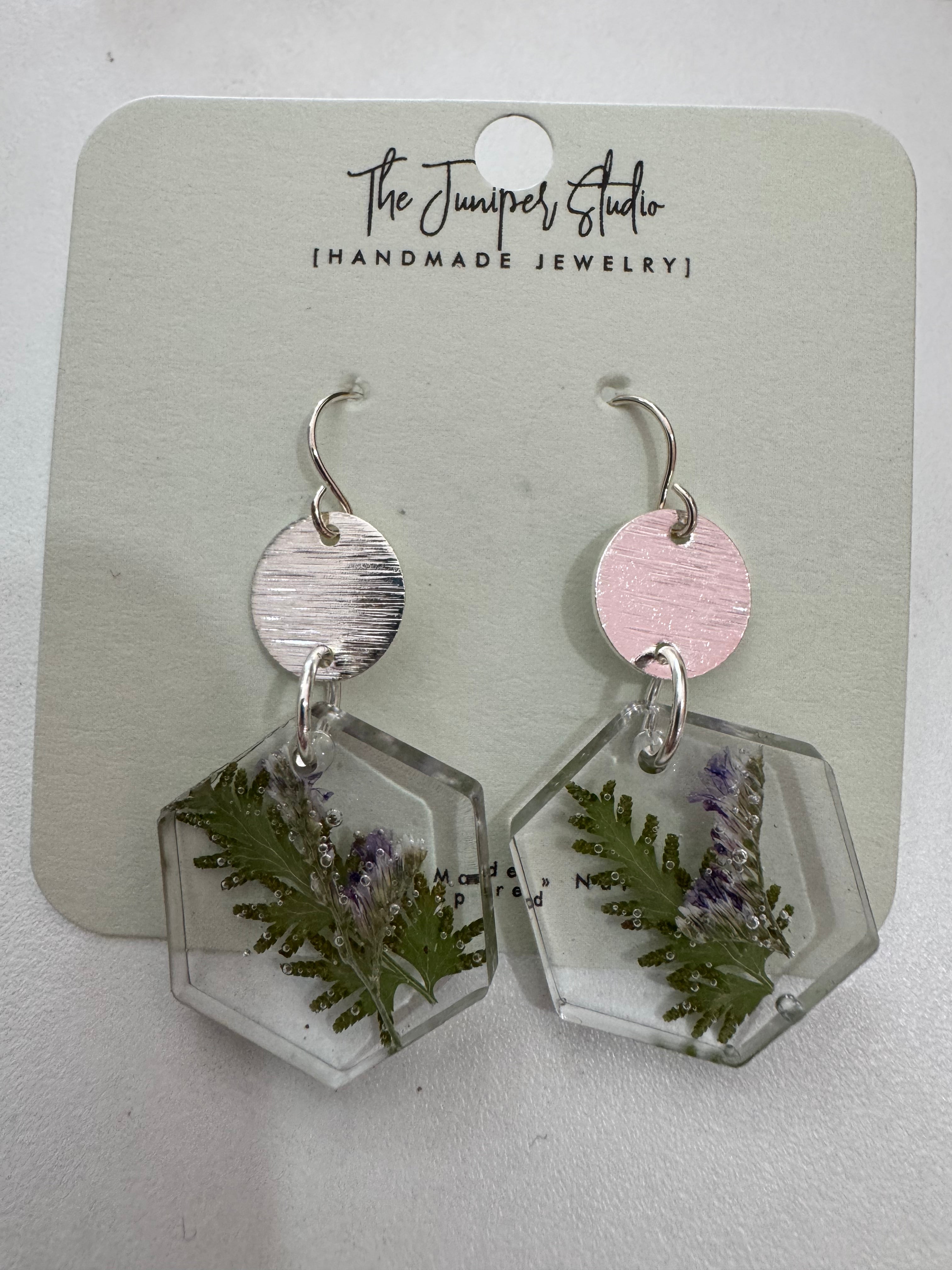Silver Floral & Leaf Earrings by Juniper Studio