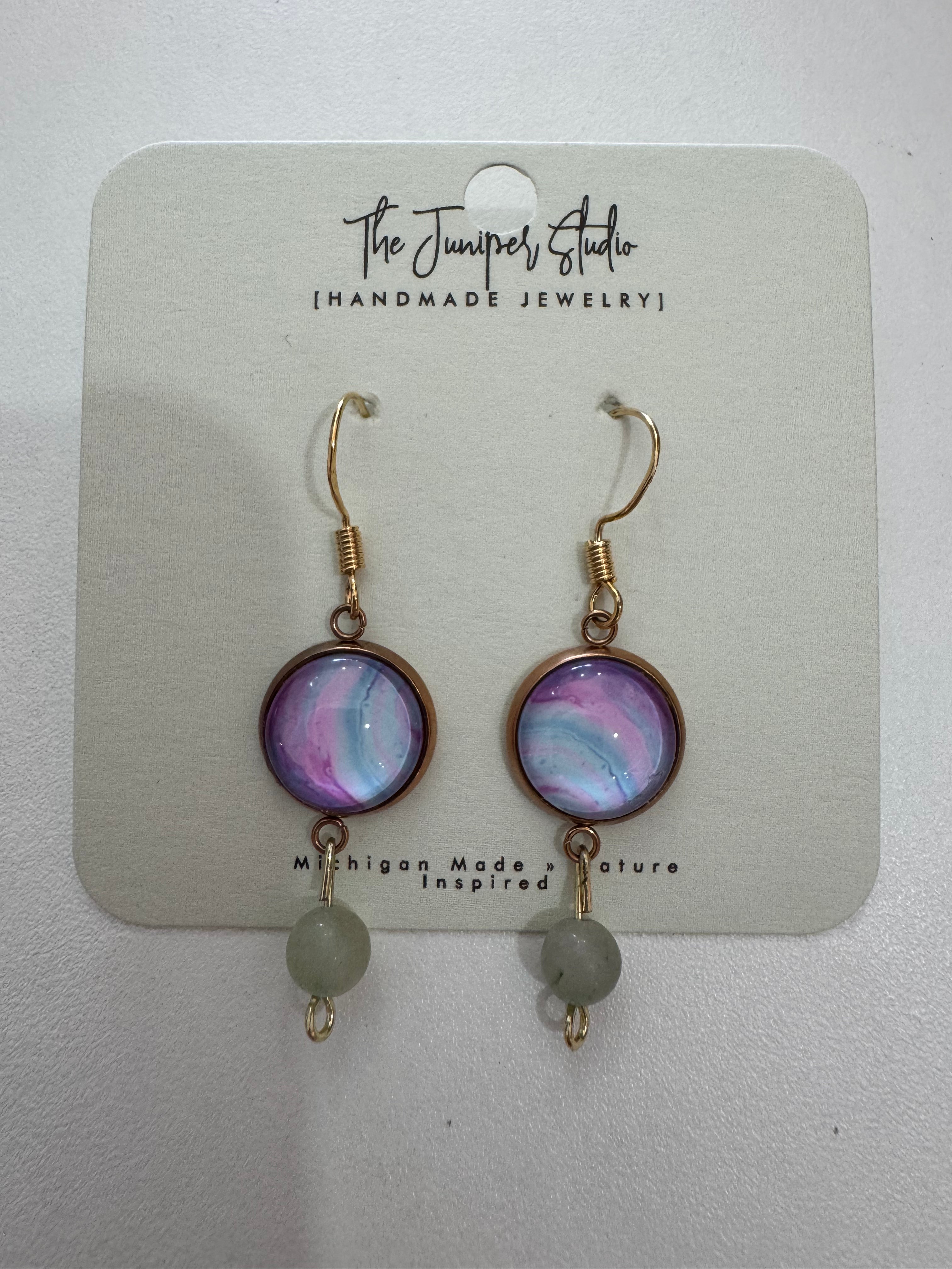 Purple Circular Earrings by Juniper Studio