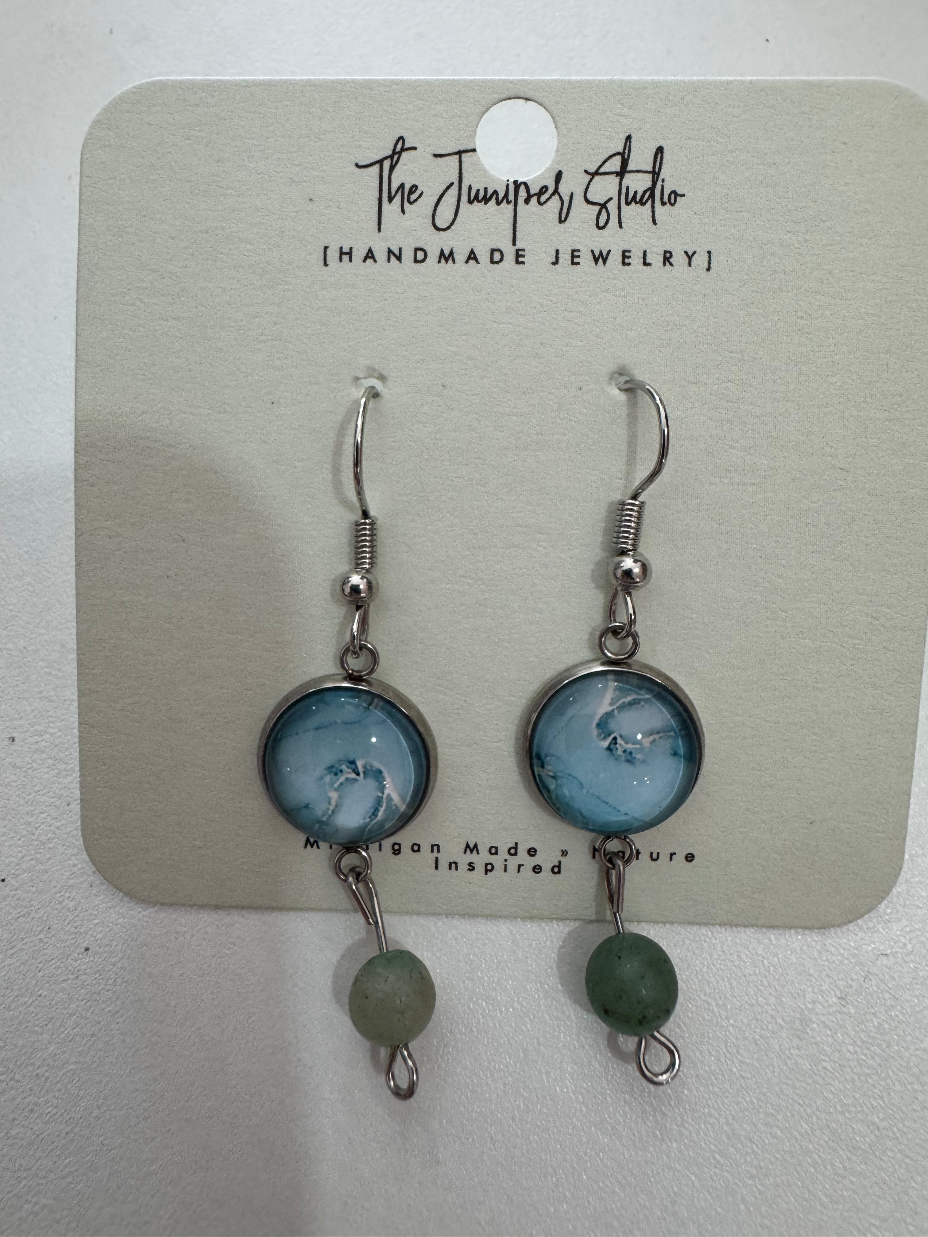 Blue Circular Earrings by Juniper Studio