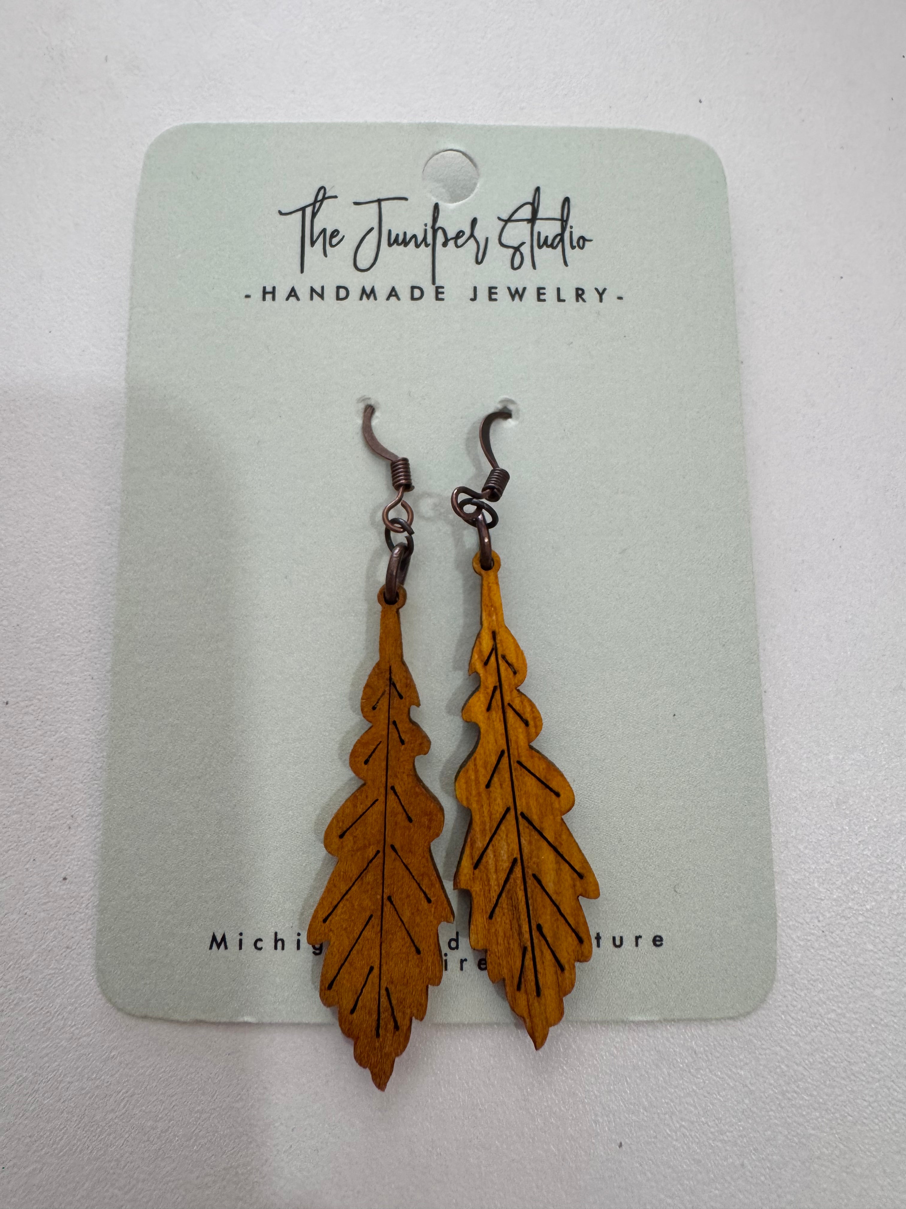 Wood Leaf Earrings by Juniper Studio