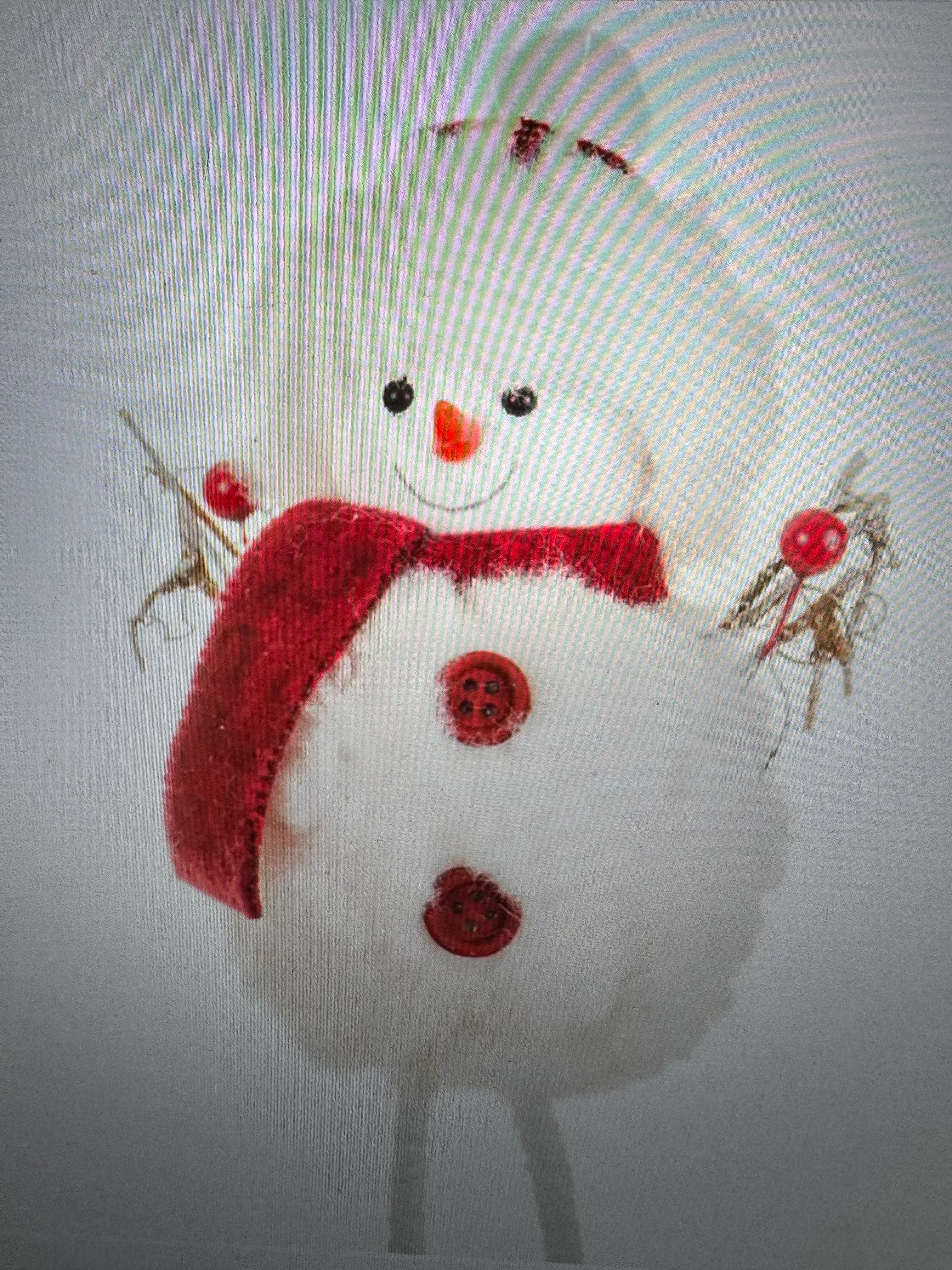 White/Burgandy Snowman Ornament