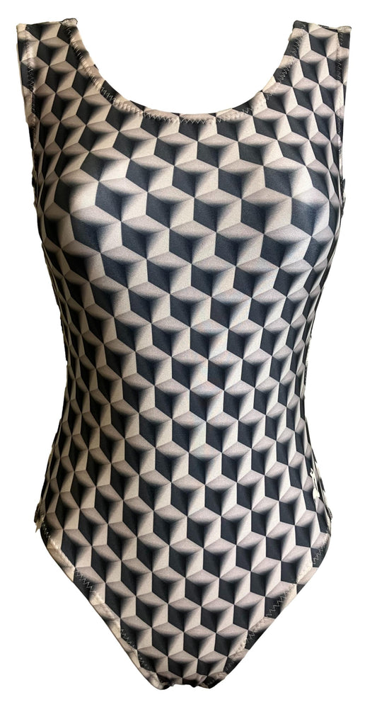 Gradient Black Cube Leotard