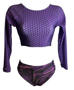 Foxy's Purple Geometric Surfkini Set