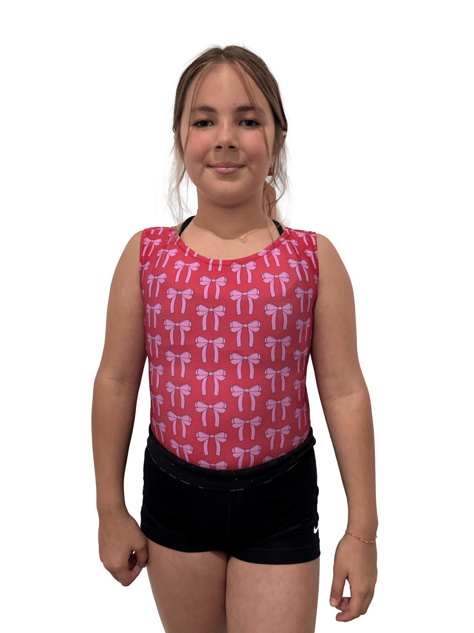 Take A Bow Leotard - Red & Pink Gymnastics & Dance Leo | Foxy's - Foxy’s