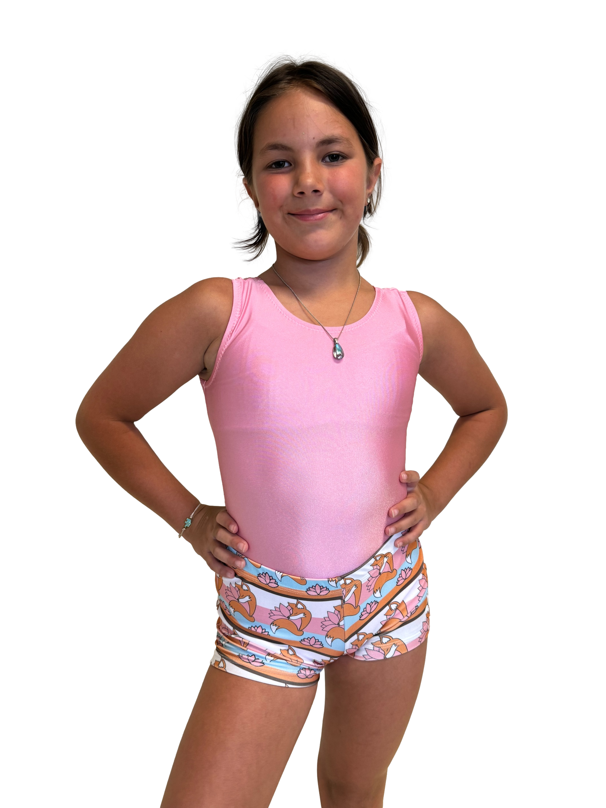 Foxy's Logo Performance Shorts with Foxy Pink Leotard