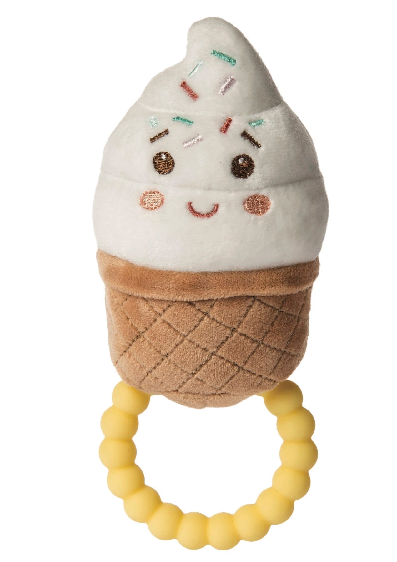 Sweet Soothie Sprinkly Ice Cream Teether Rattle - Soft Plush Teething Toy with Silicone Beads - Perfect for Baby! - Foxy’s