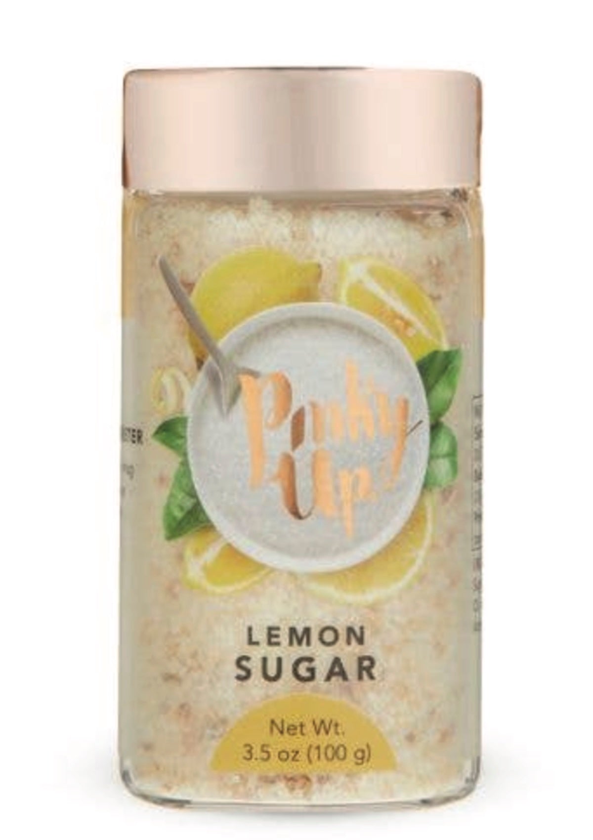 Pinky Up Lemon Sugar 🍋 | 3.5oz Glass Jar | Zesty Sweetener for Tea & Drinks | Fuel Your Fun! - Foxy’s