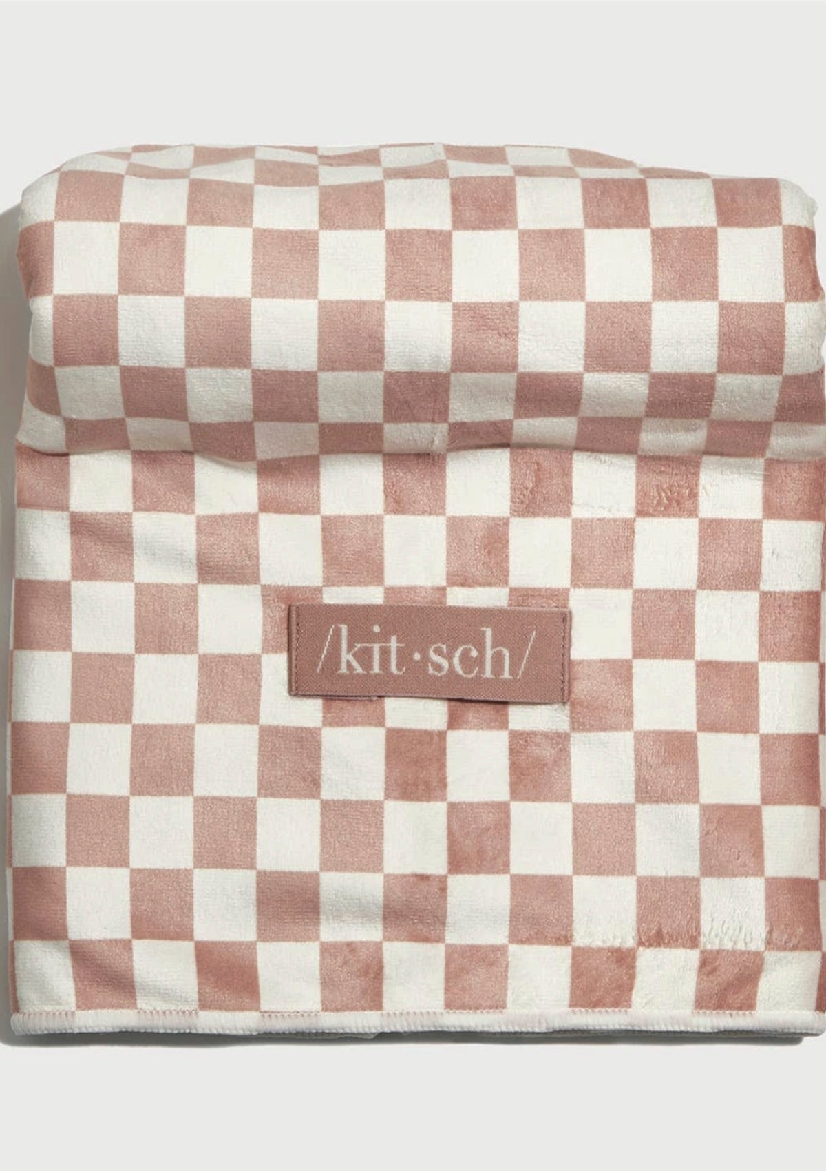 KITSCH Terracotta Checker Quick - Dry Hair Towel Wrap - Super Absorbent Microfiber - Foxy’s