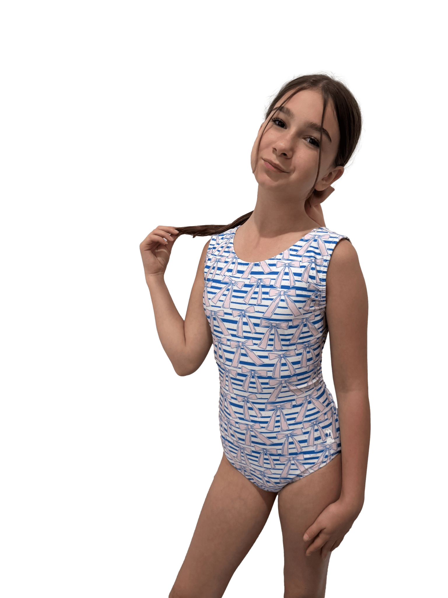 Knot Your Average Bow Leotard - Gymnastics & Dance - Pink & Navy Stripes - Foxy’s