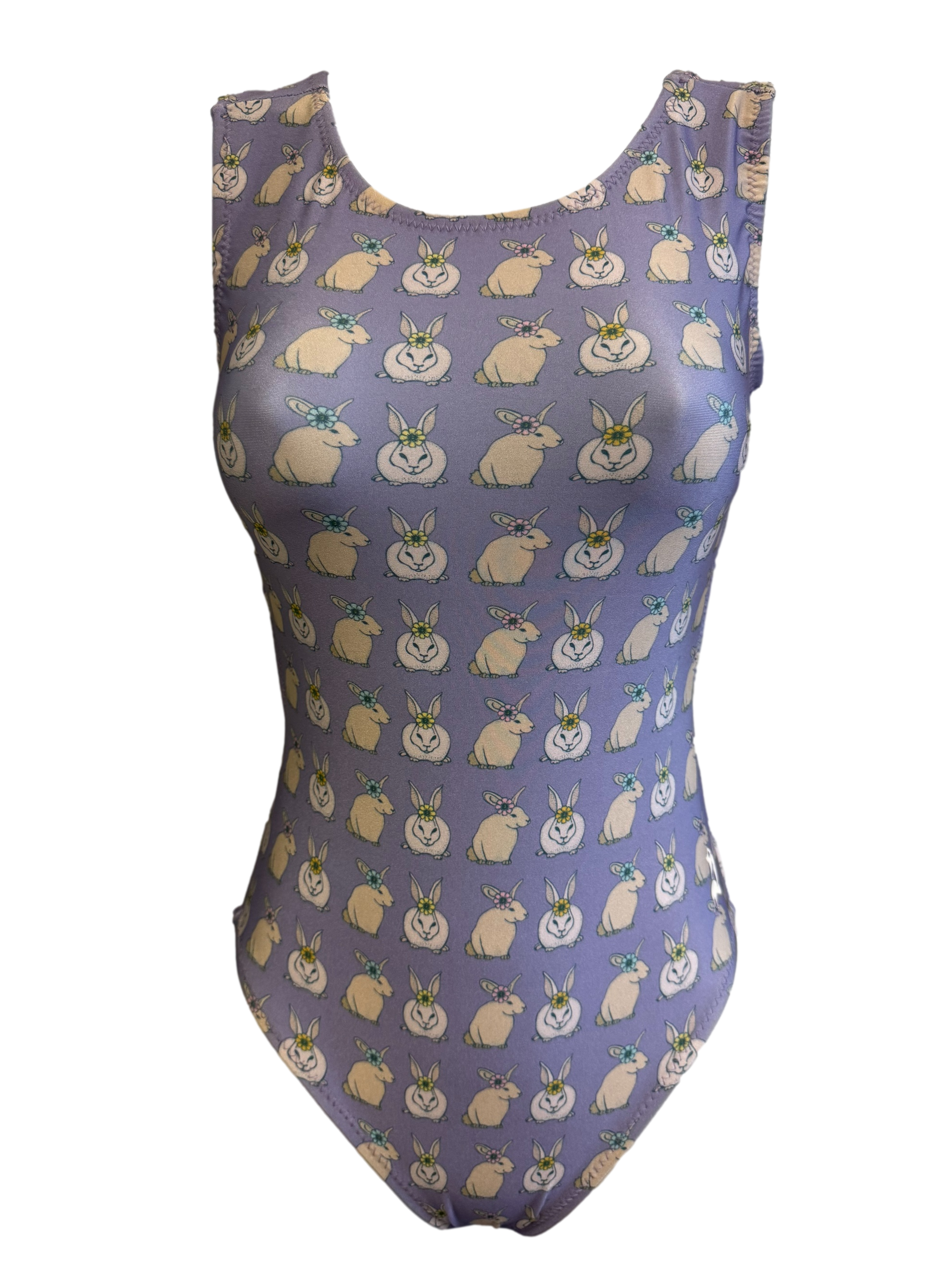 lavender leotard with rabbits
