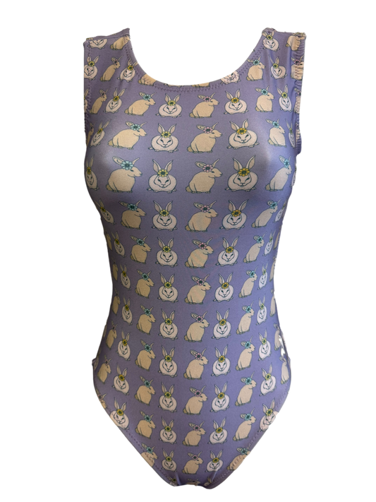 lavender leotard with rabbits
