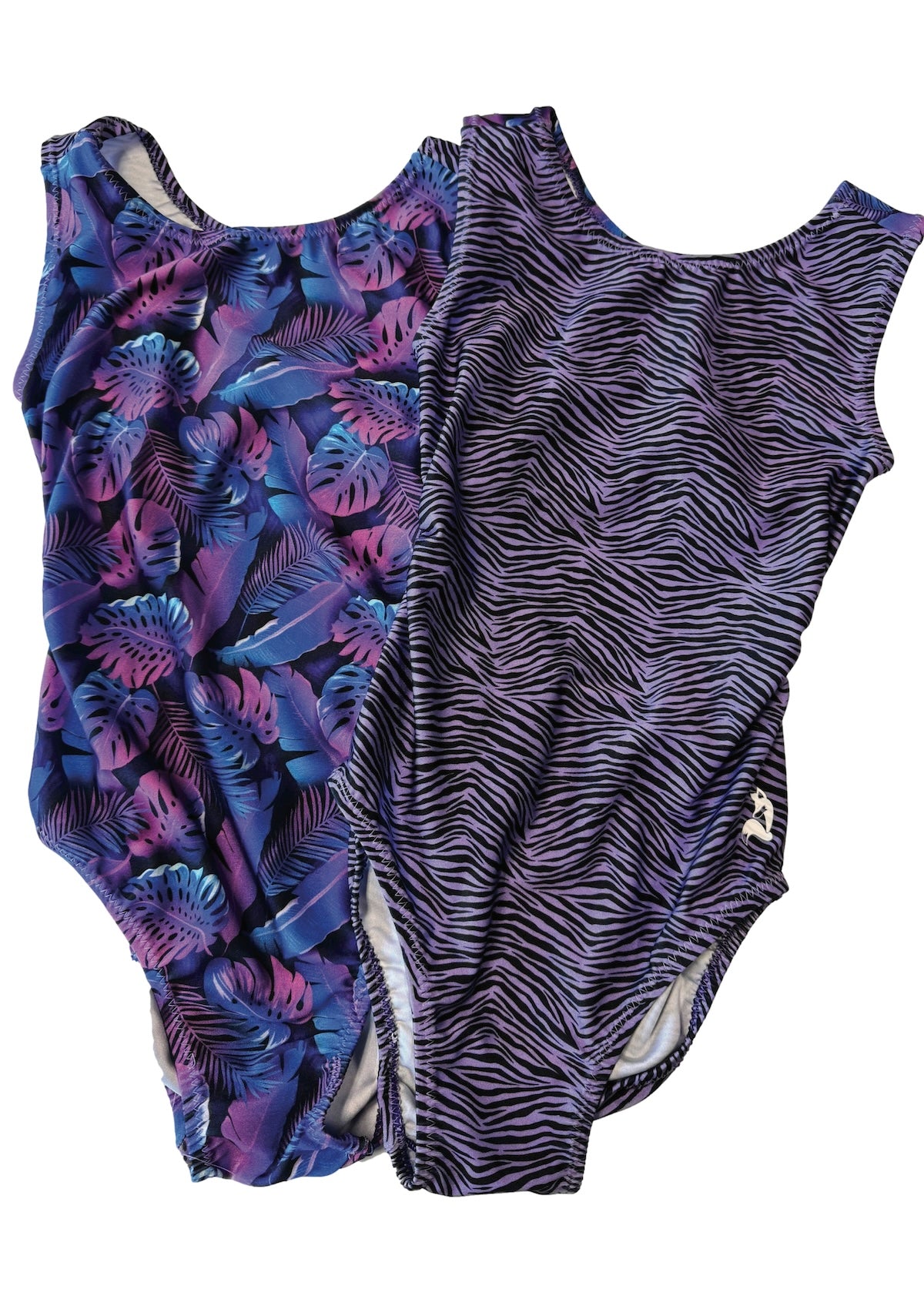 Purple Zebra Palm Gymnastics Leotard - Vice Versa Foxy's Leotards - Foxy’s