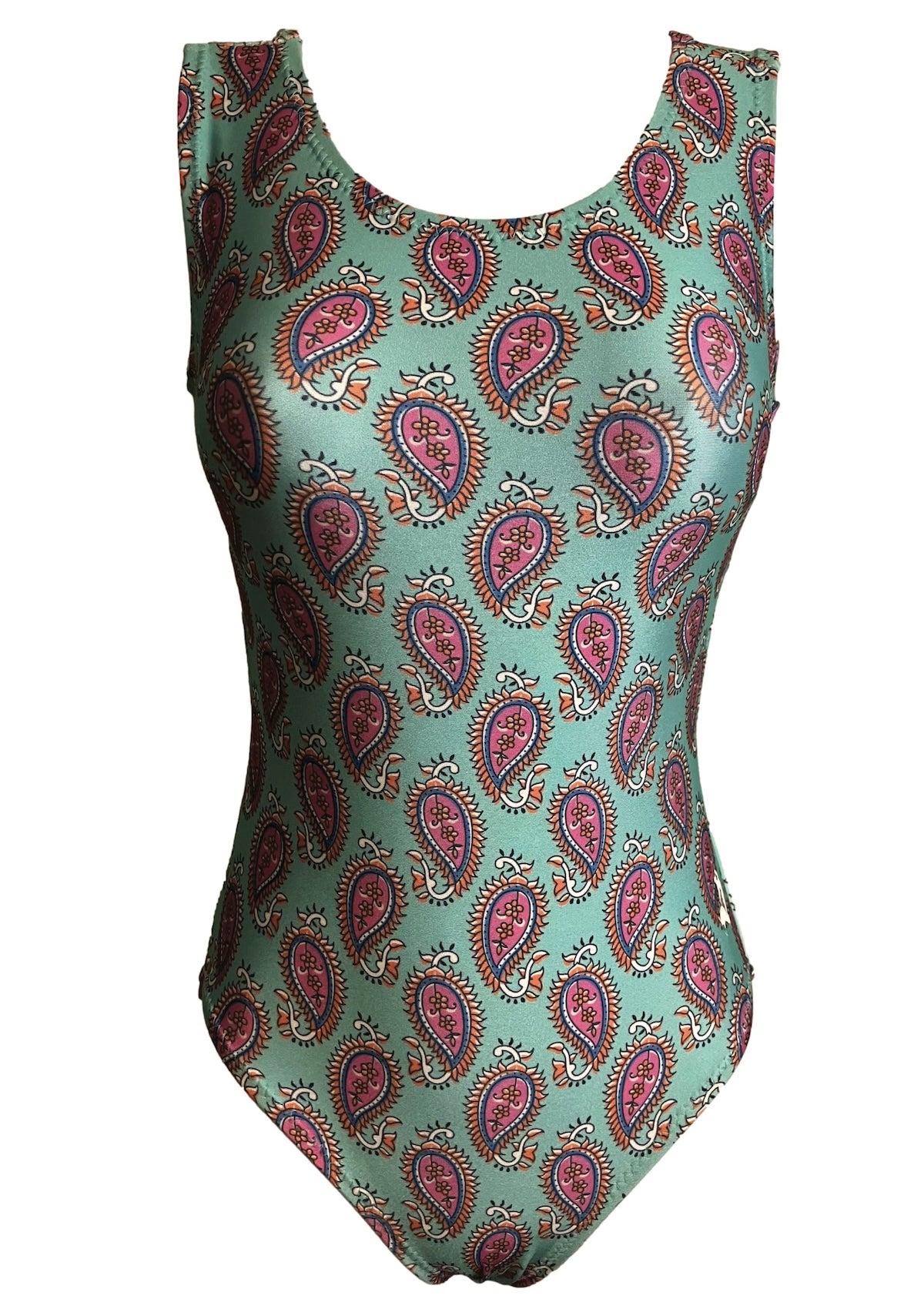 Aqua Paisley Gymnastics Leotard - Foxy's Leotards - Comfortable & Stylish - Foxy’s