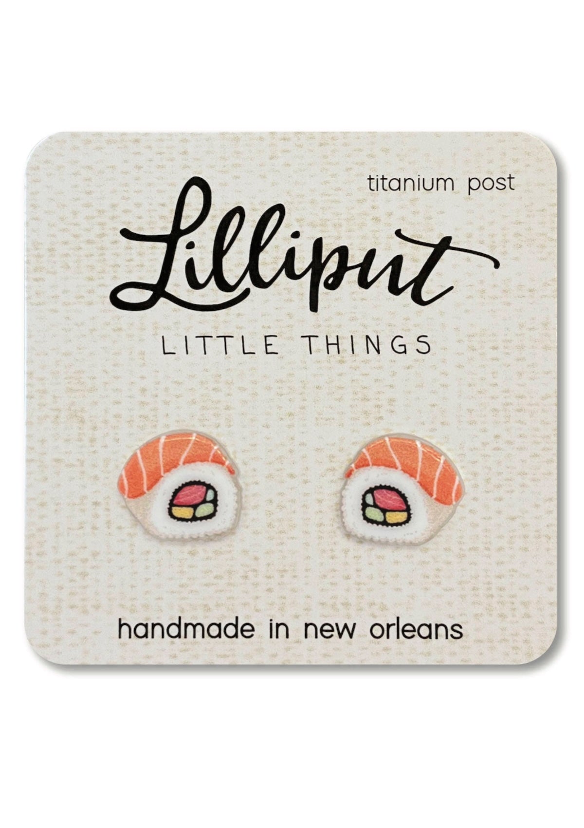 🍣 Roll into Fun! Foxy's Hypoallergenic Sushi Roll Earrings - Waterproof & Ultra - Comfy Titanium Studs - Foxy’s