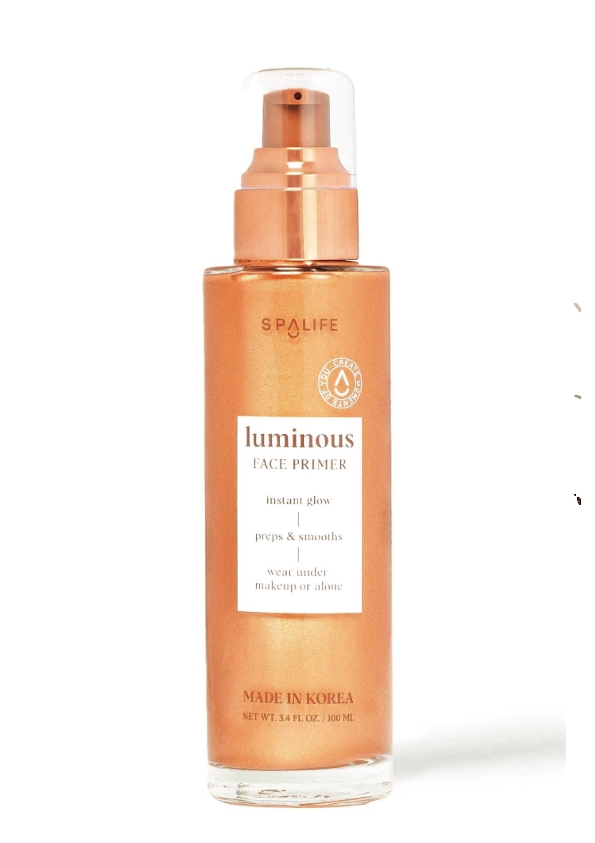 SpaLife Luminous Face Primer bottle on a white background