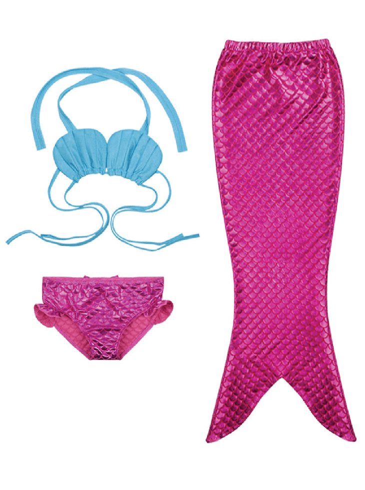 Mermaid Tail Swimsuit for Girls - 3pc Set (Sizes 5 - 8) 🧜‍♀️ Foxy's Leos - Foxy’s